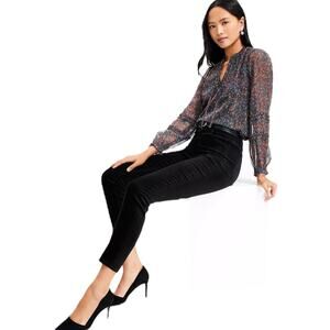 LOFT NWT size 24 SHORT petite inseam black velvet high rise the skinny jeans